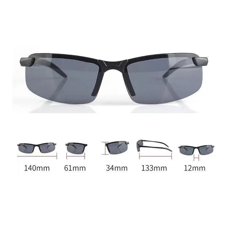 Night Vision Anti-Glare Driving Sunglasses for Men Women - Half Frame Outdoor Sport Goggles for Day and Night Use - Buzzastore