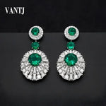 10k White Gold Emerald Stud Earrings - Elegant Gemstone Jewelry - Buzzastore