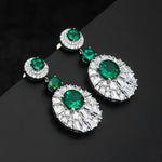 10k White Gold Emerald Stud Earrings - Elegant Gemstone Jewelry - Buzzastore