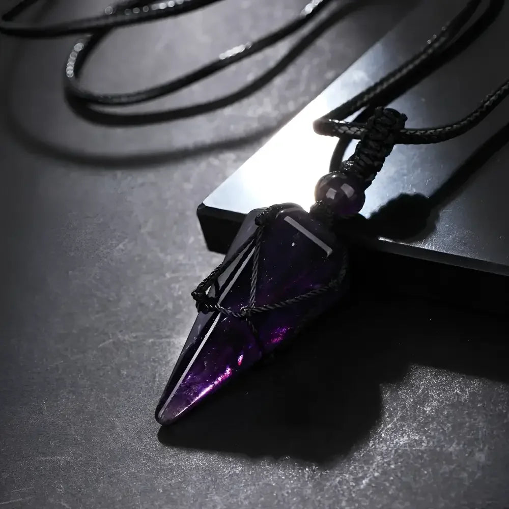 Natural Amethyst Pendant Necklace - Elegant Stone Jewelry Accessory - Buzzastore