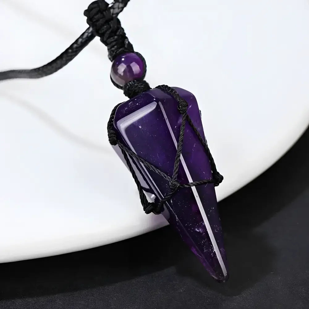 Natural Amethyst Pendant Necklace - Elegant Stone Jewelry Accessory - Buzzastore