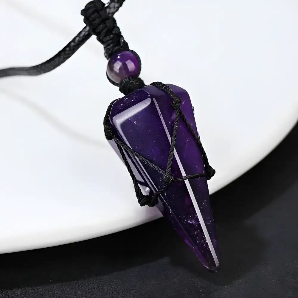 Natural Amethyst Pendant Necklace - Elegant Stone Jewelry Accessory - Buzzastore