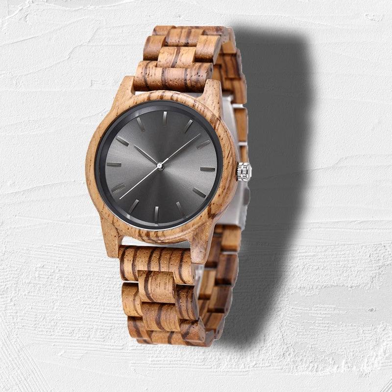 Handmade Vintage Wooden Quartz Watch for Men - Stylish Customizable Natural Wood Design - Buzzastore