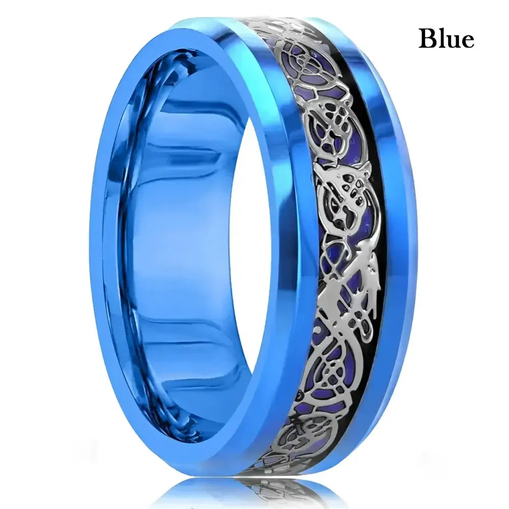 Celtic Dragon Stainless Steel Ring for Men Bold and Unique Design - Buzzastore
