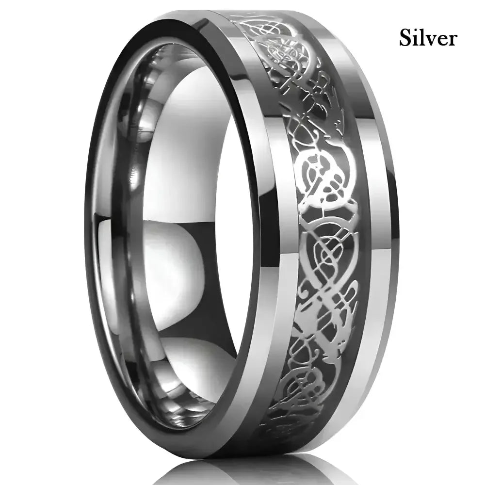 Celtic Dragon Stainless Steel Ring for Men Bold and Unique Design - Buzzastore