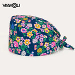 Adjustable Flower Print Scrubs Hat for Women - Ideal for Health Workers Beauty Salons and Pet Stores - Buzzastore