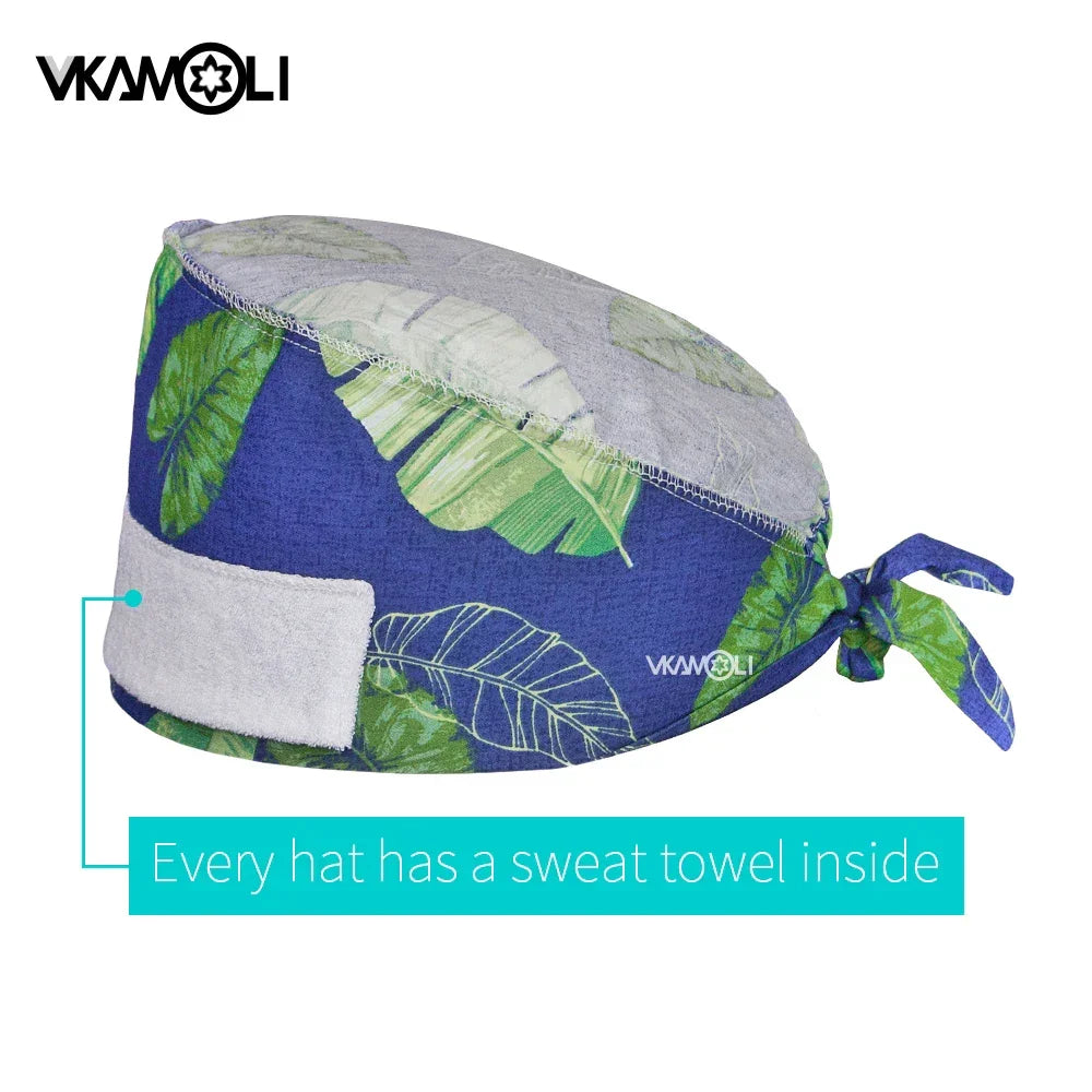 Adjustable Flower Print Scrubs Hat for Women - Ideal for Health Workers Beauty Salons and Pet Stores - Buzzastore