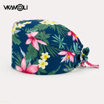 Adjustable Flower Print Scrubs Hat for Women - Ideal for Health Workers Beauty Salons and Pet Stores - Buzzastore