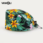 Adjustable Flower Print Scrubs Hat for Women - Ideal for Health Workers Beauty Salons and Pet Stores - Buzzastore