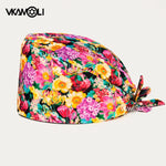 Adjustable Flower Print Scrubs Hat for Women - Ideal for Health Workers Beauty Salons and Pet Stores - Buzzastore