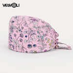 Adjustable Flower Print Scrubs Hat for Women - Ideal for Health Workers Beauty Salons and Pet Stores - Buzzastore
