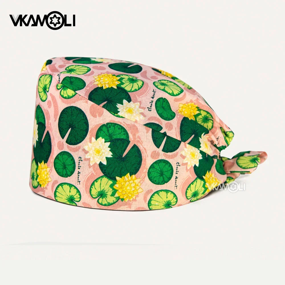 Adjustable Flower Print Scrubs Hat for Women - Ideal for Health Workers Beauty Salons and Pet Stores - Buzzastore