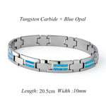 Waterproof Tungsten and Black Ceramic Bracelet for Men with Blue Opal Inlay - Tarnish-Free Designer Jewelry - Buzzastore