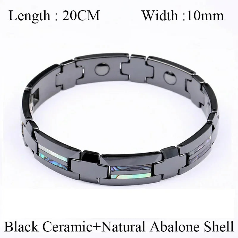 Waterproof Tungsten and Black Ceramic Bracelet for Men with Blue Opal Inlay - Tarnish-Free Designer Jewelry - Buzzastore