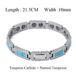 Waterproof Tungsten and Black Ceramic Bracelet for Men with Blue Opal Inlay - Tarnish-Free Designer Jewelry - Buzzastore