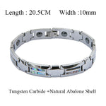 Waterproof Tungsten and Black Ceramic Bracelet for Men with Blue Opal Inlay - Tarnish-Free Designer Jewelry - Buzzastore