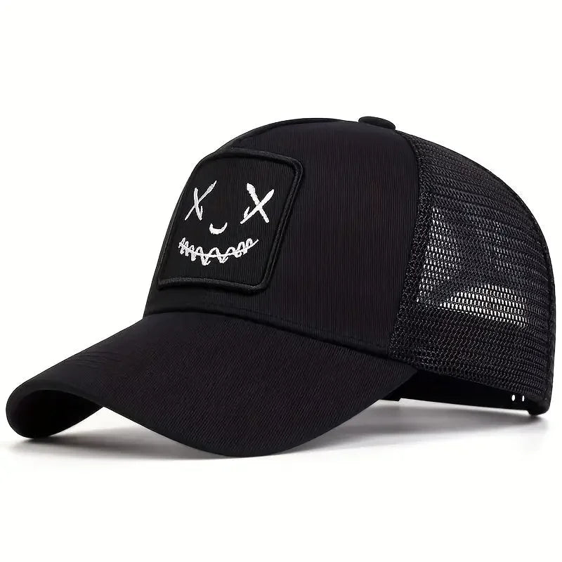 Unisex Smiling Face Embroidery Baseball Cap for Casual Style - Buzzastore