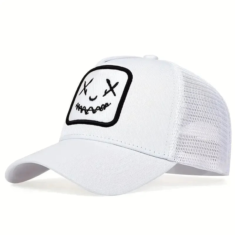 Unisex Smiling Face Embroidery Baseball Cap for Casual Style - Buzzastore