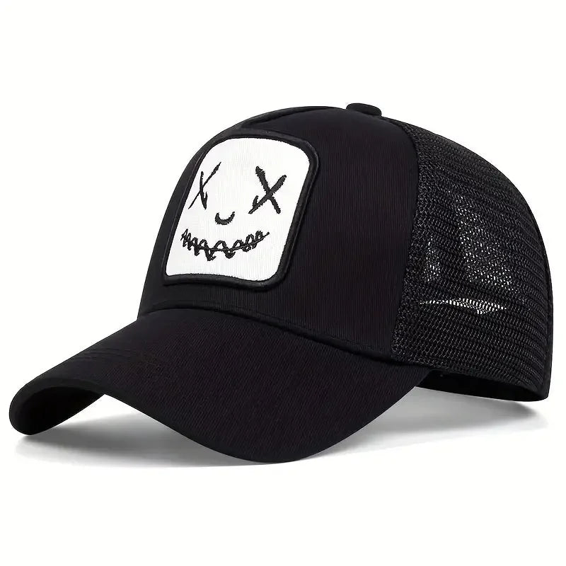 Unisex Smiling Face Embroidery Baseball Cap for Casual Style - Buzzastore