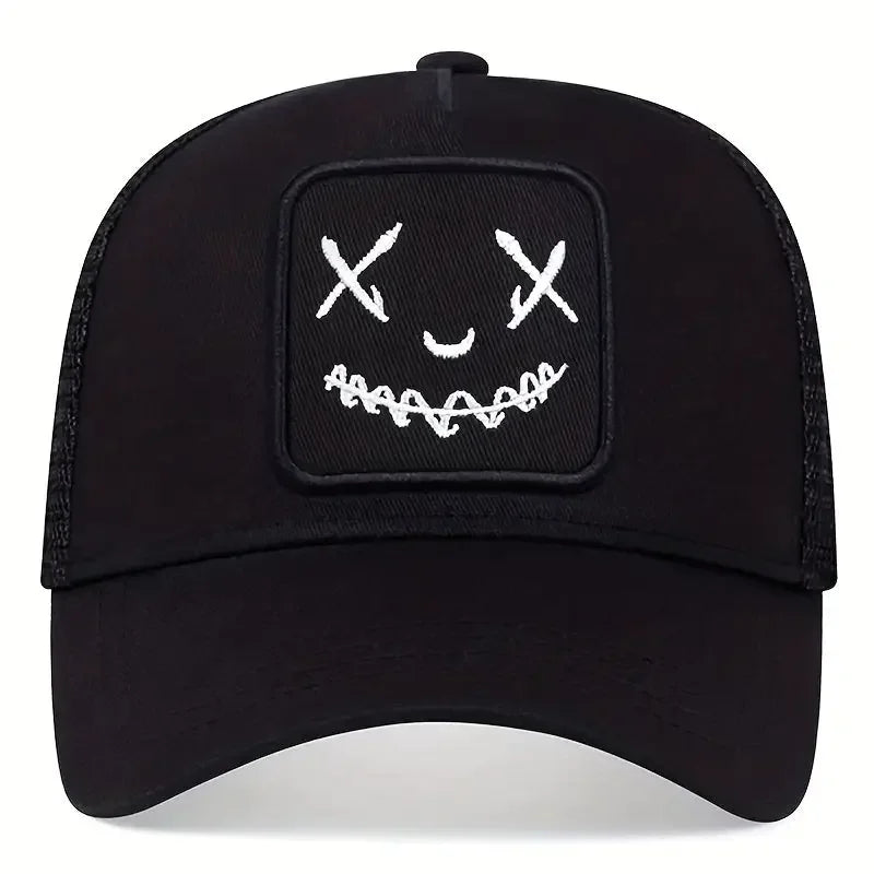 Unisex Smiling Face Embroidery Baseball Cap for Casual Style - Buzzastore