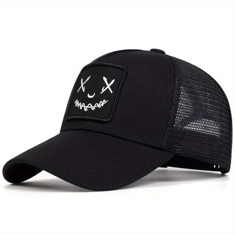 Unisex Smiling Face Embroidery Baseball Cap for Casual Style - Buzzastore