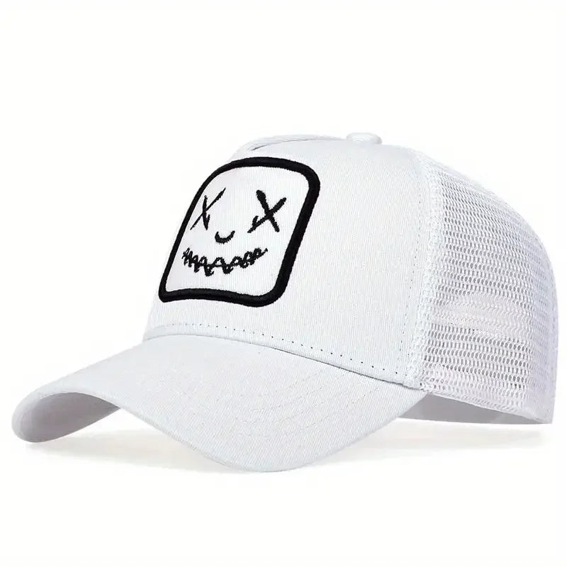 Unisex Smiling Face Embroidery Baseball Cap for Casual Style - Buzzastore