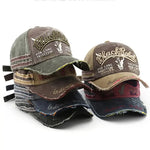 Distressed Denim Baseball Cap - Stylish Vintage Washed Design - Buzzastore