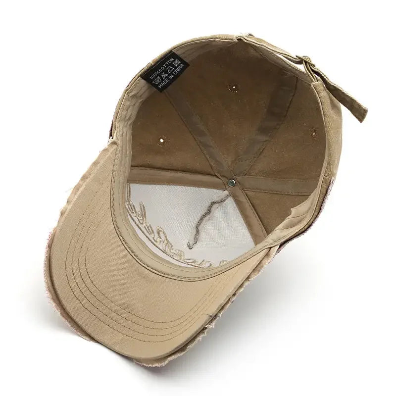 Distressed Denim Baseball Cap - Stylish Vintage Washed Design - Buzzastore