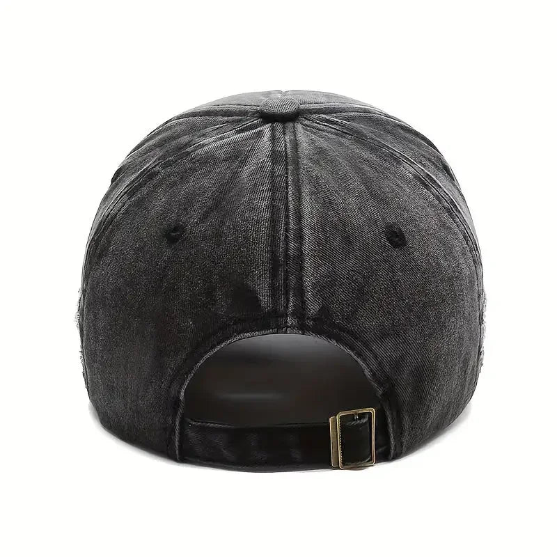 Distressed Denim Baseball Cap - Stylish Vintage Washed Design - Buzzastore