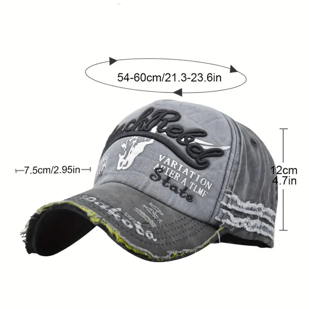 Distressed Denim Baseball Cap - Stylish Vintage Washed Design - Buzzastore