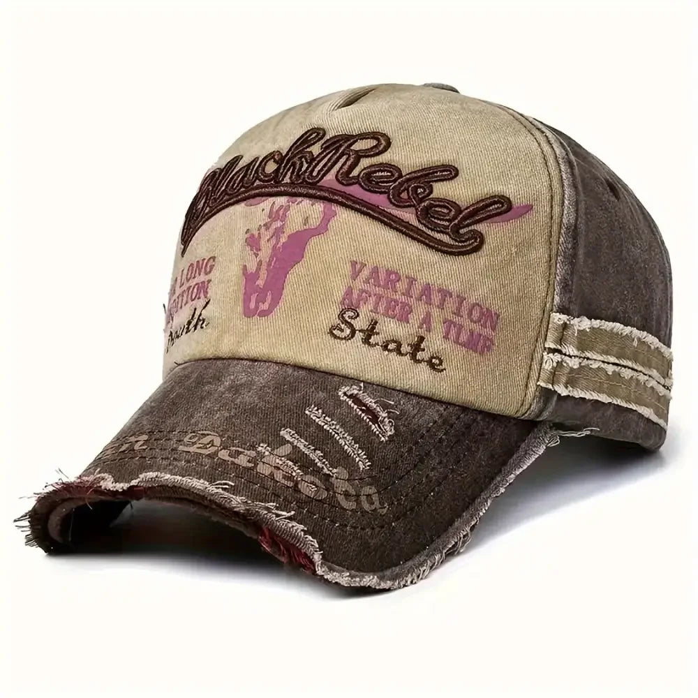 Distressed Denim Baseball Cap - Stylish Vintage Washed Design - Buzzastore