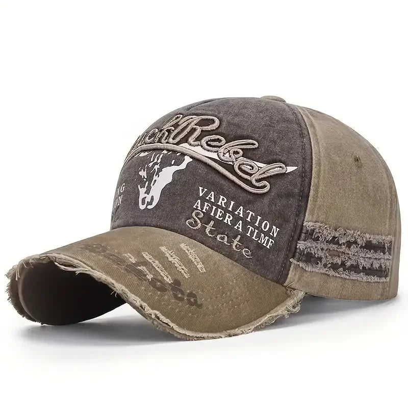 Distressed Denim Baseball Cap - Stylish Vintage Washed Design - Buzzastore