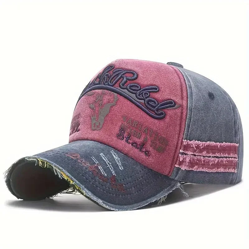 Distressed Denim Baseball Cap - Stylish Vintage Washed Design - Buzzastore