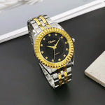 Couples Sun Patterned Quartz Business Watches with Alloy Steel Straps for Men and Women - Buzzastore