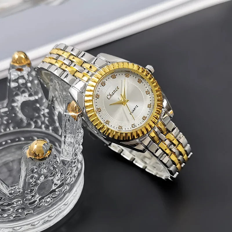 Couples Sun Patterned Quartz Business Watches with Alloy Steel Straps for Men and Women - Buzzastore