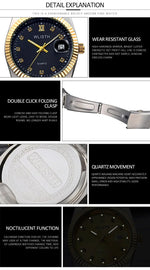 Waterproof Quartz Watch for Couples Stylish Mens and Womens Fashion Timepiece - Buzzastore