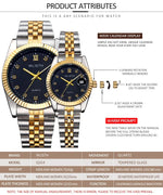 Waterproof Quartz Watch for Couples Stylish Mens and Womens Fashion Timepiece - Buzzastore