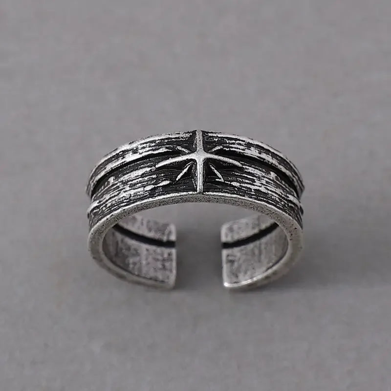Silver Adjustable Retro Starry Night Art Ring for Men - Handmade Punk Gothic Jewelry Gift - Buzzastore