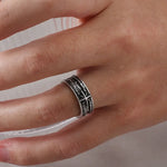 Silver Adjustable Retro Starry Night Art Ring for Men - Handmade Punk Gothic Jewelry Gift - Buzzastore