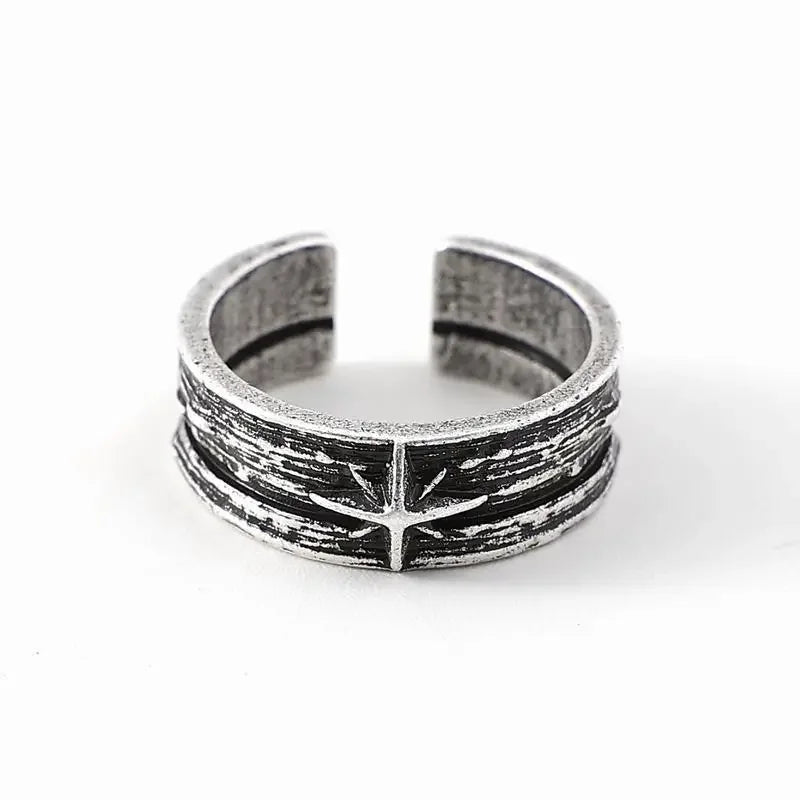 Silver Adjustable Retro Starry Night Art Ring for Men - Handmade Punk Gothic Jewelry Gift - Buzzastore