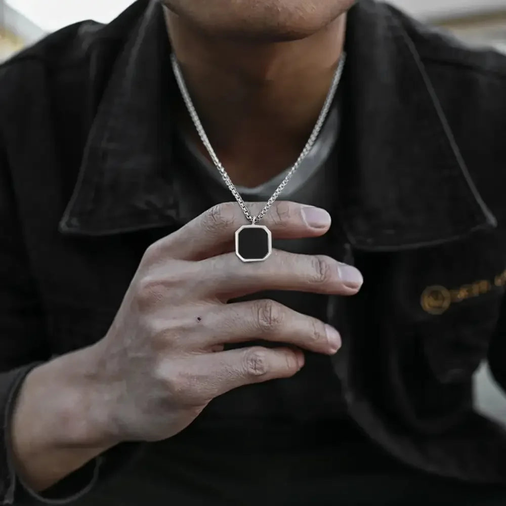 Vnox Mens Geometric Square Pendant Necklace - Modern Fashion Jewelry - Buzzastore