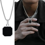 Vnox Mens Geometric Square Pendant Necklace - Modern Fashion Jewelry - Buzzastore