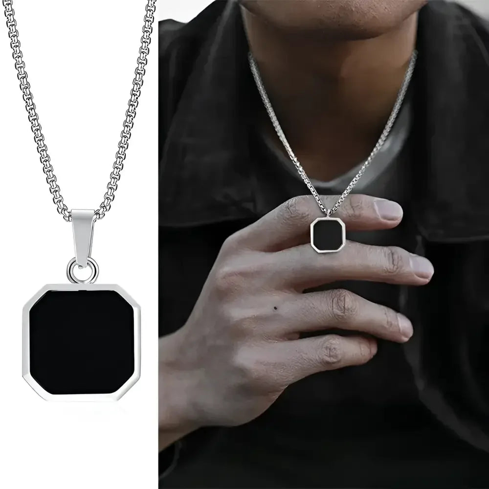 Vnox Mens Geometric Square Pendant Necklace - Modern Fashion Jewelry - Buzzastore