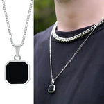 Vnox Mens Geometric Square Pendant Necklace - Modern Fashion Jewelry - Buzzastore