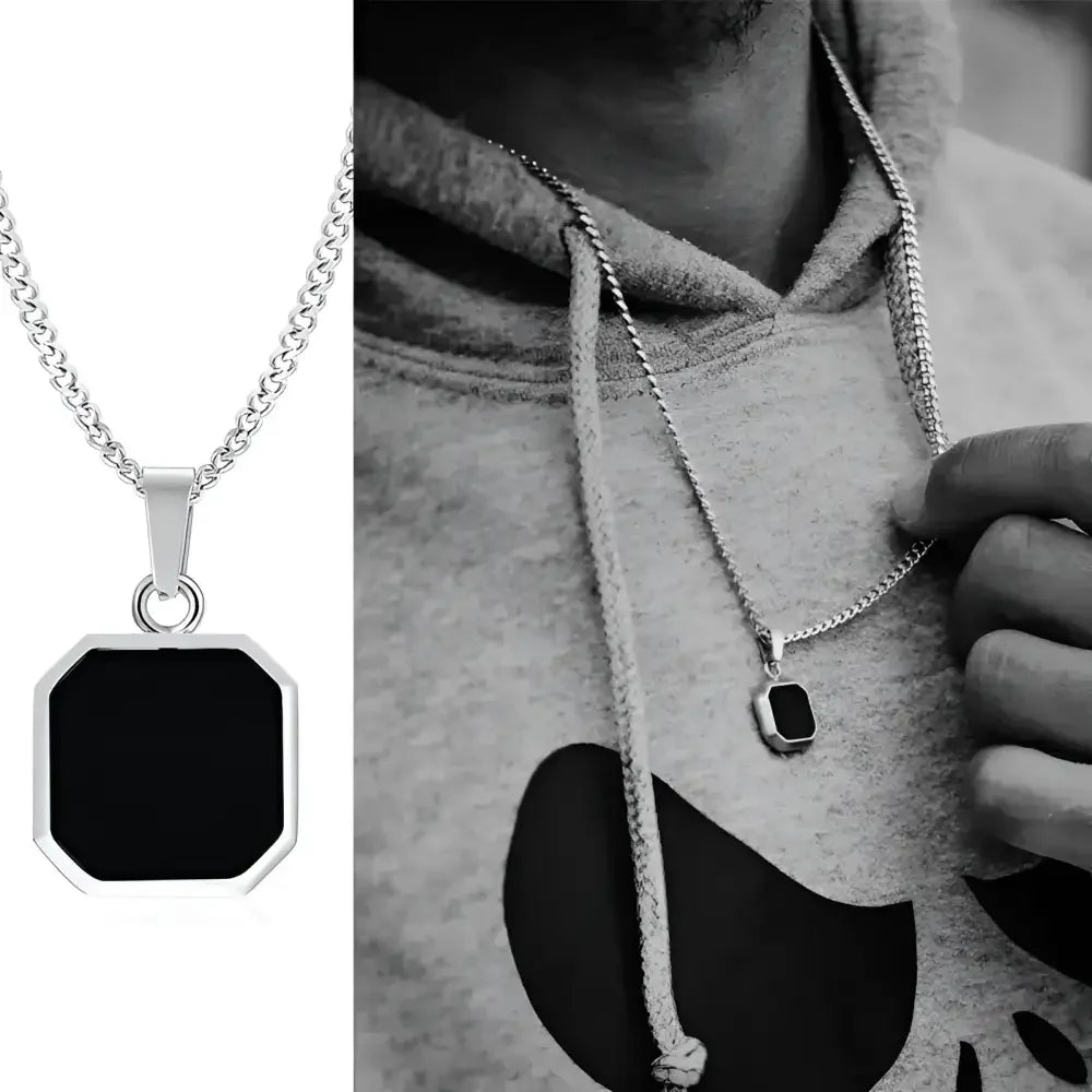 Vnox Mens Geometric Square Pendant Necklace - Modern Fashion Jewelry - Buzzastore