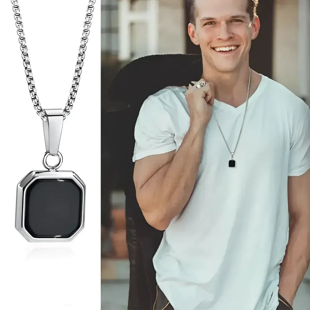 Vnox Mens Geometric Square Pendant Necklace - Modern Fashion Jewelry - Buzzastore