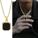 Vnox Mens Geometric Square Pendant Necklace - Modern Fashion Jewelry - Buzzastore
