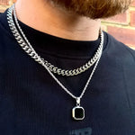 Vnox Mens Geometric Square Pendant Necklace - Modern Fashion Jewelry - Buzzastore
