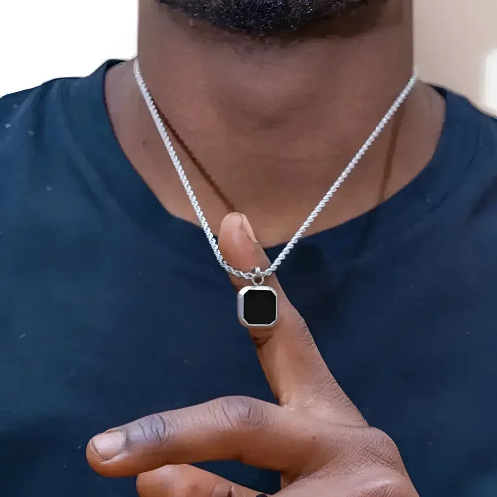 Vnox Mens Geometric Square Pendant Necklace - Modern Fashion Jewelry - Buzzastore