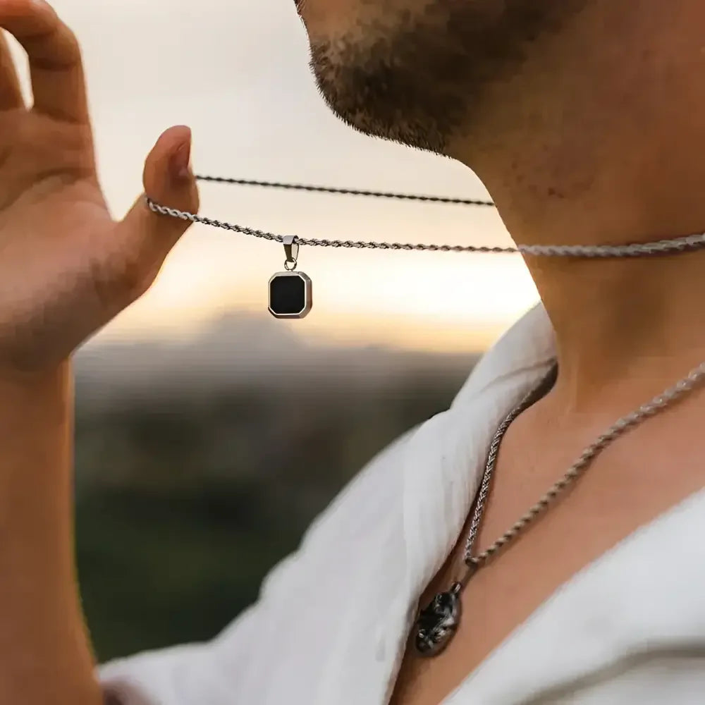 Vnox Mens Geometric Square Pendant Necklace - Modern Fashion Jewelry - Buzzastore